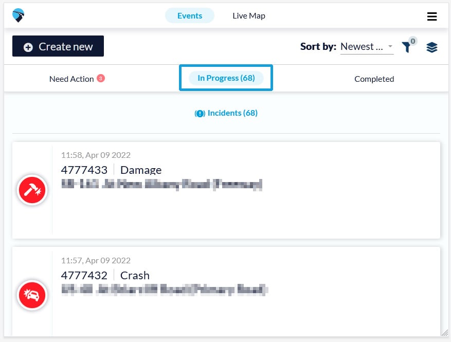 What is the difference between 'Need Action,' 'In Progress,