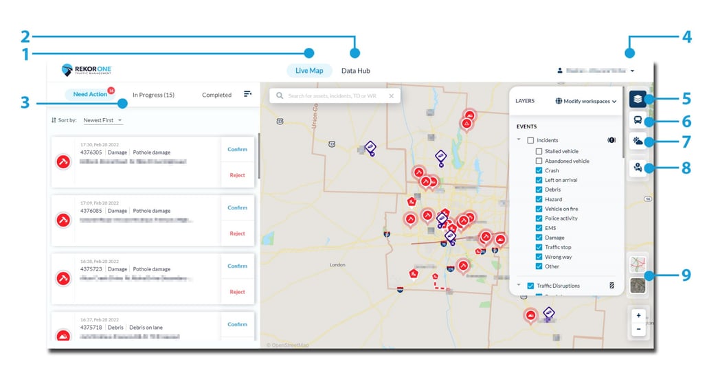 What is shown on the Live Map page?